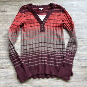 Vintage Y2k 2000s Preppy Sonoma Pink & Red Striped Sweater Size Large Button